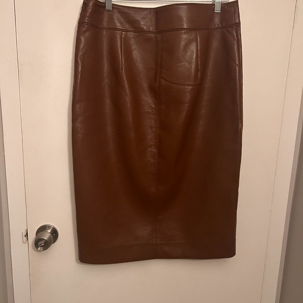 Aritzia Babaton Cognac Faux Leather Pencil Skirt Size 14